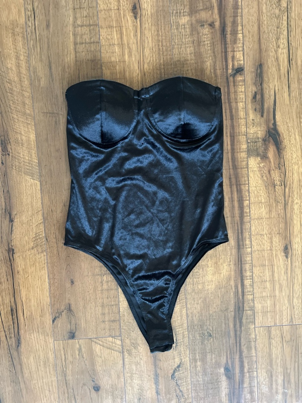 NWT Shinestar Black Velvet Strapless Bustier bodysuit top